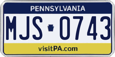PA license plate MJS0743