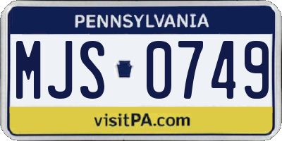 PA license plate MJS0749