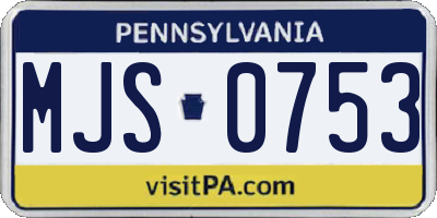PA license plate MJS0753