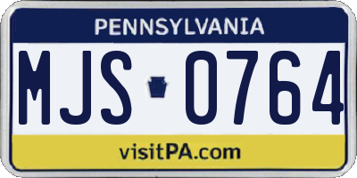 PA license plate MJS0764