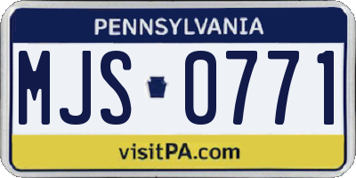 PA license plate MJS0771