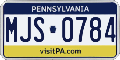 PA license plate MJS0784