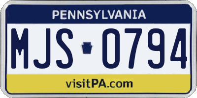PA license plate MJS0794