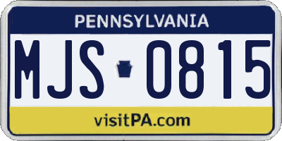 PA license plate MJS0815