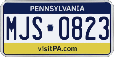 PA license plate MJS0823