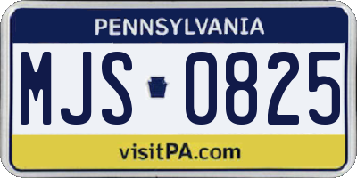 PA license plate MJS0825
