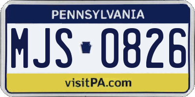 PA license plate MJS0826