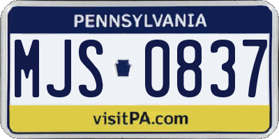 PA license plate MJS0837