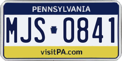 PA license plate MJS0841