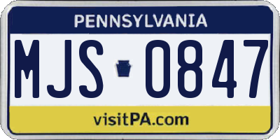 PA license plate MJS0847