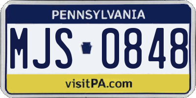PA license plate MJS0848
