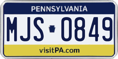 PA license plate MJS0849