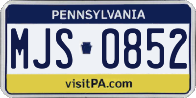 PA license plate MJS0852