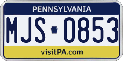 PA license plate MJS0853