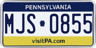 PA license plate MJS0855