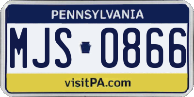 PA license plate MJS0866