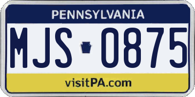 PA license plate MJS0875