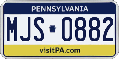 PA license plate MJS0882
