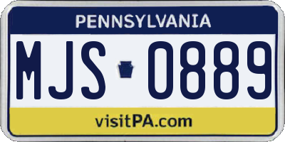 PA license plate MJS0889