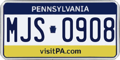 PA license plate MJS0908