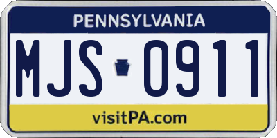 PA license plate MJS0911
