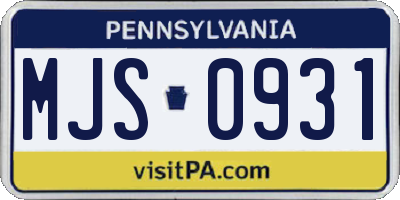 PA license plate MJS0931