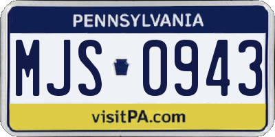 PA license plate MJS0943