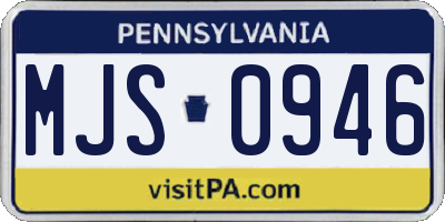 PA license plate MJS0946