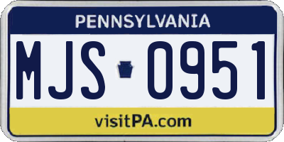 PA license plate MJS0951