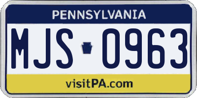 PA license plate MJS0963
