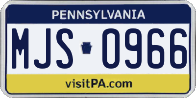PA license plate MJS0966