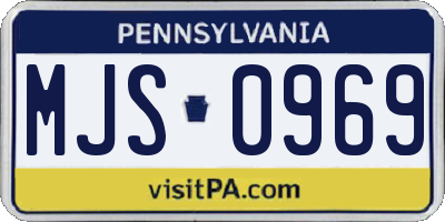 PA license plate MJS0969