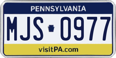 PA license plate MJS0977