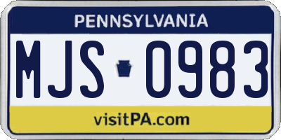 PA license plate MJS0983