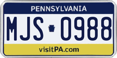 PA license plate MJS0988