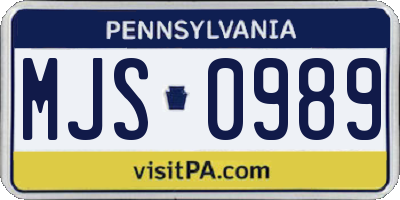 PA license plate MJS0989