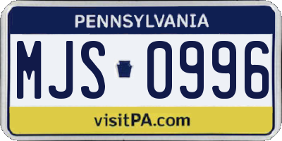 PA license plate MJS0996