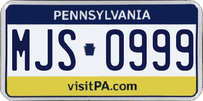 PA license plate MJS0999