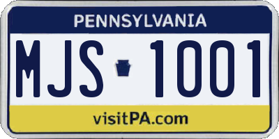 PA license plate MJS1001