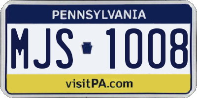 PA license plate MJS1008