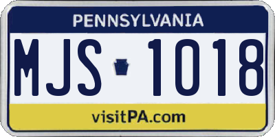 PA license plate MJS1018