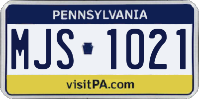 PA license plate MJS1021