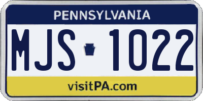 PA license plate MJS1022