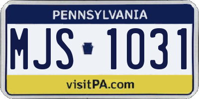 PA license plate MJS1031