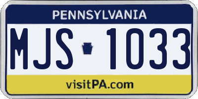 PA license plate MJS1033