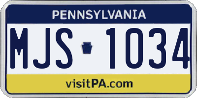 PA license plate MJS1034