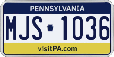 PA license plate MJS1036