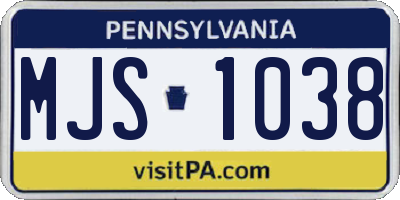 PA license plate MJS1038