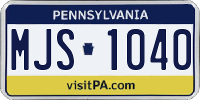 PA license plate MJS1040