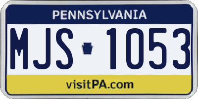 PA license plate MJS1053